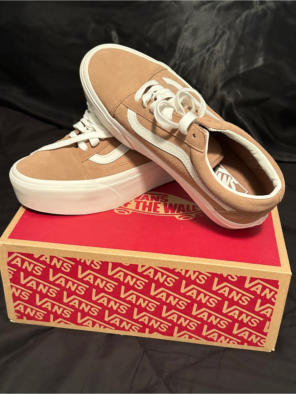 Vans Platform Old Skool in Tan and White
